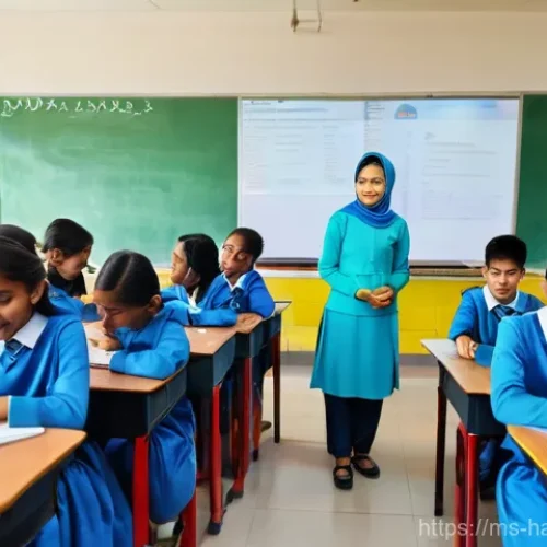 Home 26 한글과 중고등학교 교육 - **Prompt:** A vibrant and modern classroom in a Malaysian secondary school, bustling with diverse st...